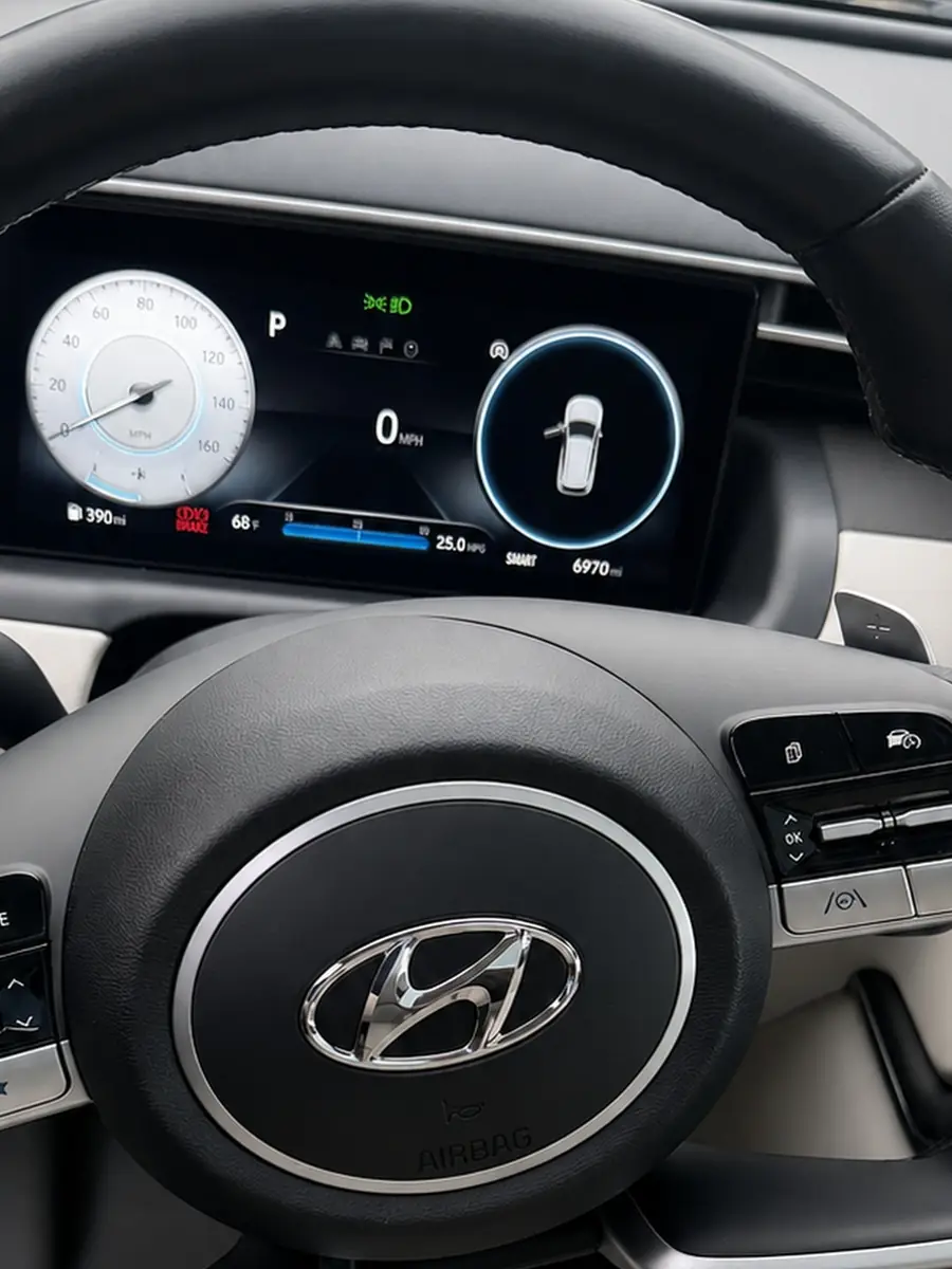 Hyundai Tucson — steering wheel and dashboard after detailing