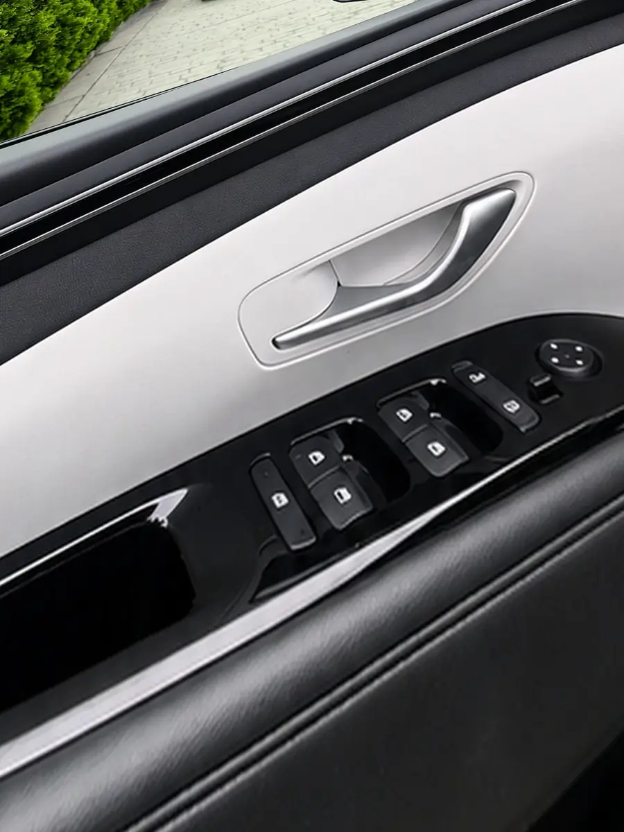 Hyundai Tucson — driver door controls and trim after detailing